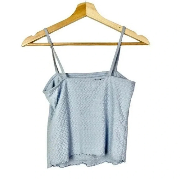 Hollister Light Blue Textured Fitted Cropped Tank Top S - Picture 2 of 4